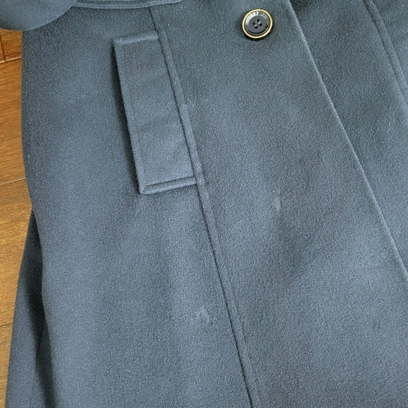 Via Spiga Women's Size 10 Navy Blue Felted 100% Wool Button-Up Belted Coat - Picture 9 of 13
